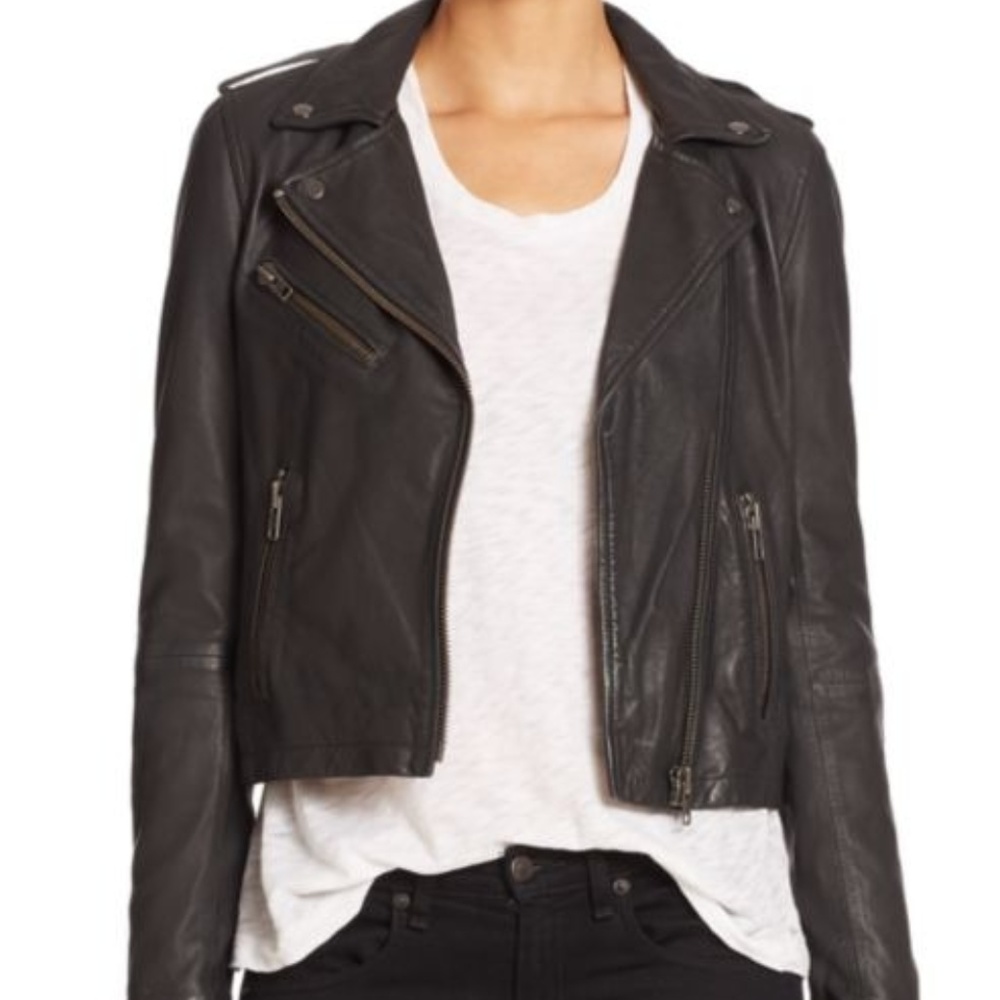 Doma Washed Leather Moto Jacket